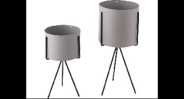 Plant Pot Set Pedestal, Warm Grijs