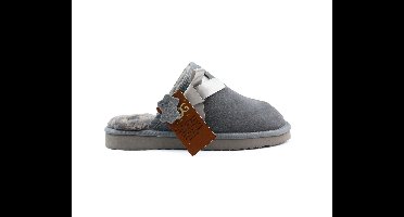 OOG Suède Pantoffels Met Strik, Grijs