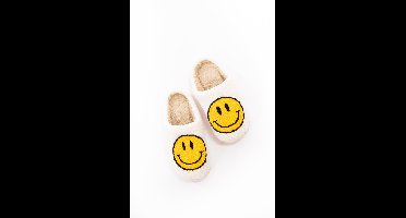 Smiley Slippers/Pantoffels (Wit/Geel)