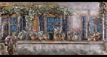 BALKON MET BLOEMEN 3D Schilderij Metaal 60x150 cm