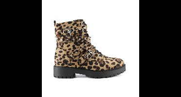 Biker Boots Met Studs En Panterprint