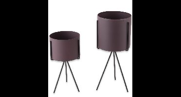Bloempot Pedestal Set Van 2 - Paars