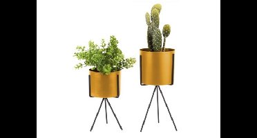 Bloempot Pedestal Set Van 2 - Oker Geel