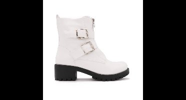 Double Buckle Boots Lacquer, Wit