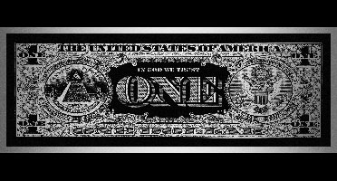 Glasschilderij One Dollar, Zwart/Wit