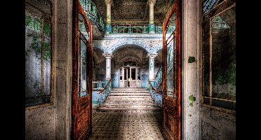 Glasschilderij Verlaten gebouw