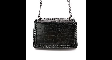 Ivy Croco Crossbody Tas, Zwart