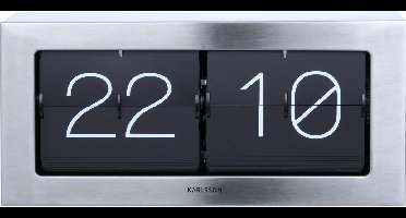 Karlsson Tafelklok Boxed Flip XL, Brushed Steel