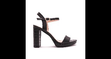 Le Scarpe Sandalette Met Blokhak, Zwart Croco