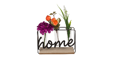 Metalen Plantenhouder Op Houten Voet, Home