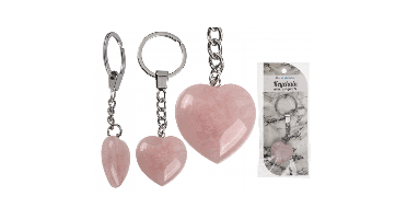 Rose Quartz Sleutelhanger, Hart