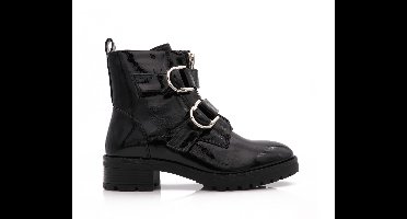 Rounded Buckle Boots, Zwarte Lak