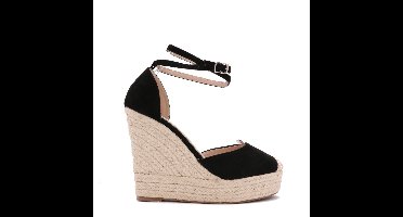 Sleehakken Met Rieten Zool, Zwart