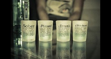 Sober/Pissed/Drunk/Shit-Faced Shotglaasjes