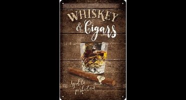 Whiskey&Cigars - Metalen Wandplaat
