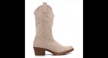 Western Boots, Suède Look, Beige