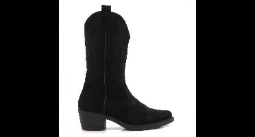 Western Boots, Suède Look, Zwart
