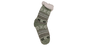 Dames Huissokken Met Antislip Zool (Ice Flower&Stripes)