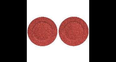 12x Ronde kerstdiner/diner onderborden rood met glitters 33 cm