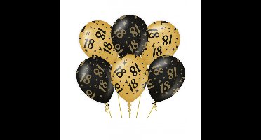 18 jaar verjaardag feest ballonnen - 12x stuks - zwart/goud - leeftijd