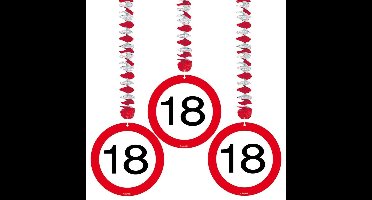 18 jaar verjaardag versiering rotorspiralen plafond - 6x stuks