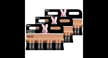 24x Duracell AA Simply batterijen alkaline Lr6 Mn1500 1.5 V
