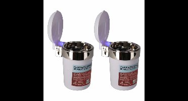 2x Auto bekerhouder asbak met ledlampje wit 11 x 9 cm