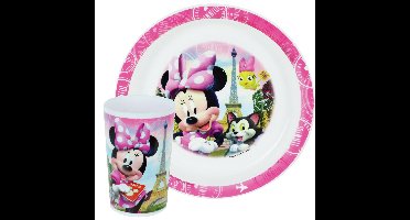 2x Kinder ontbijt set Disney Minnie Mouse 2-delig van kunststof