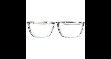 2x Salade serveerschalen glas 24 cm
