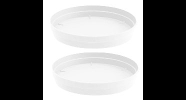 2x stuks bloempot kunststof onderschalen Toscane wit D35 cm