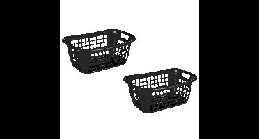 2x stuks draagwasmanden zwart 38 liter