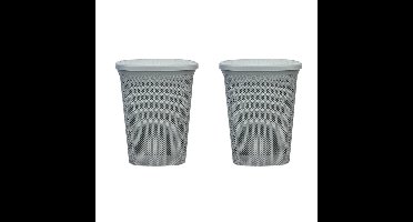 2x stuks grijze kunststof wasmand 60 liter 37 x 46 x 60 cm