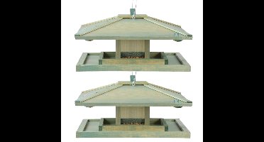 2x stuks japans vogelhuisje/voedersilo hout 38 cm
