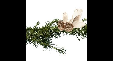 2x stuks kerstboom vogels op clip glitter champagne 11 cm