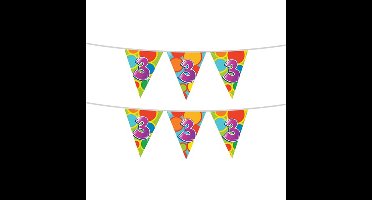 2x stuks leeftijd verjaardag thema vlaggetjes 3 jaar plastic 10 meter