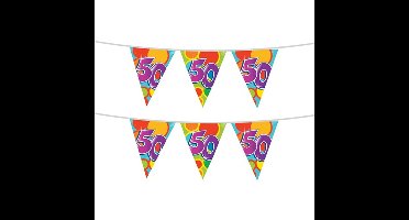 2x stuks leeftijd verjaardag thema vlaggetjes 50 jaar plastic 10 meter