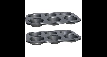 2x stuks muffins en cupcakes bakken bakvorm/bakblik 26 x 19 cm - voor 6x stuks