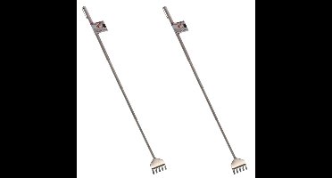 2x stuks stevige hark uitschuifbare ruggenkrabber 50 cm zilver