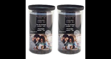 2x Stuks voorraadpotten/weckpotten stapelbaar - Glas - 10 x 17,5 cm