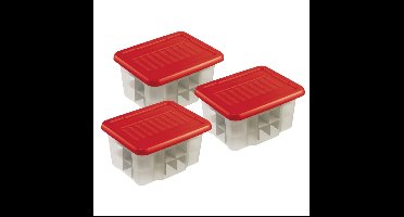 3x stuks kerstversiering opbergbak/box voor 45 kerstballen