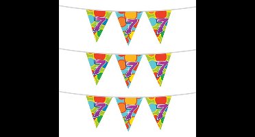 3x stuks leeftijd verjaardag thema vlaggetjes 7 jaar plastic 10 meter