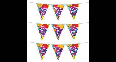 3x stuks leeftijd verjaardag thema vlaggetjes 75 jaar plastic 10 meter