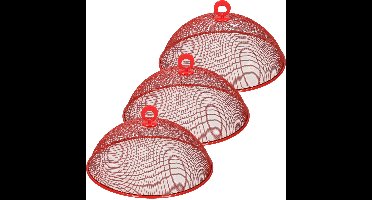 3x stuks metalen vliegenkap/voedselkap rood rond 30 cm