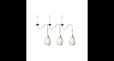 3x stuks witte solar tuinverlichting hanglamp ijzer 21 cm