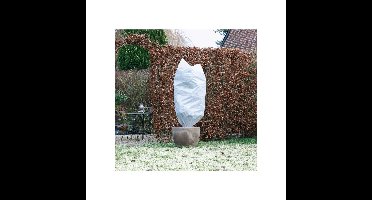 3x Witte plantenhoes/anti-vorst beschermhoes met aantrekkoord 1,5 m x 100 cm