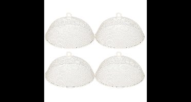 4x stuks metalen vliegenkap/voedselkap wit rond 35 cm