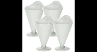 4x Stuks sausbakjes patatzak vorm wit 6 x 10 cm van porselein