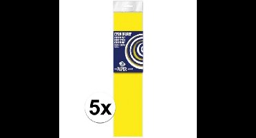5x Hobby crepe papier neon geel 250 x 50 cm