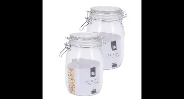 5x stuks opslagpotten/weckpotten van glas met klem beugel deksel en afsluitring met inhoud 1000 ML
