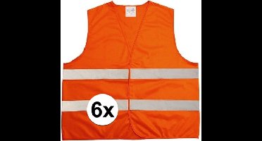 6x Neon oranje veiligheidsvest voor volwassenen